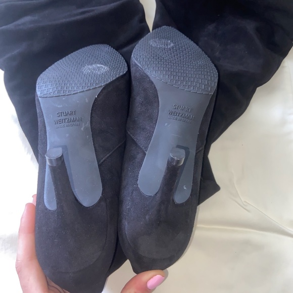 Stuart Weitzman Long Black Velvet Boots Size 8.5 - Picture 5 of 7